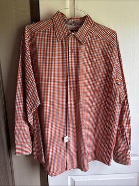 XL Ariat Pro Series Men's Orange Plaid Button-Up Shirt